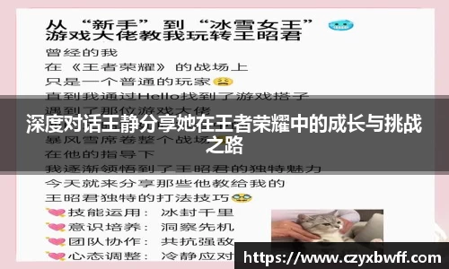 深度对话王静分享她在王者荣耀中的成长与挑战之路