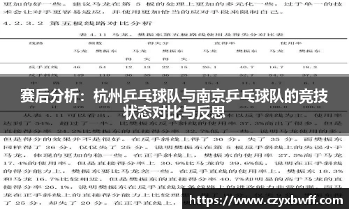 赛后分析：杭州乒乓球队与南京乒乓球队的竞技状态对比与反思